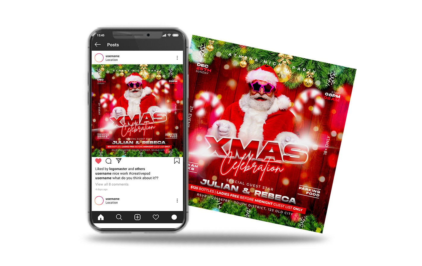 xmas celebration social media post and flyer template