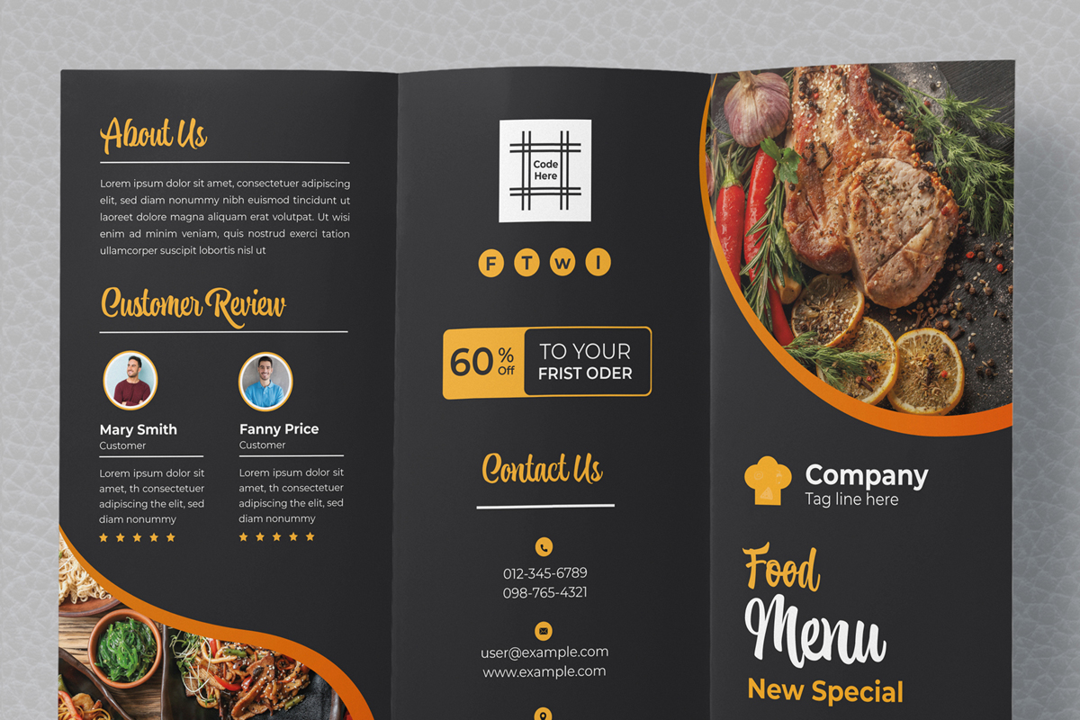 Foods Menu Trifold Brochure