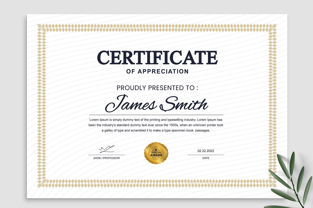 Certificate Appreciation Template