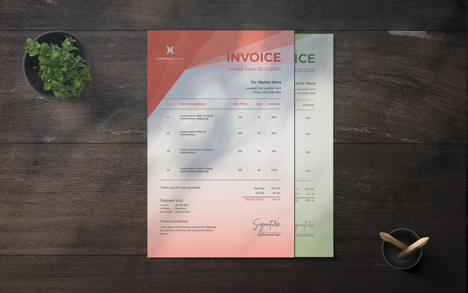 Corporate Invoice Template  Design