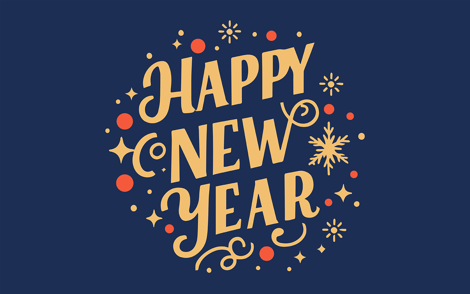 Happy New Year Lettering Vector Illustration with design