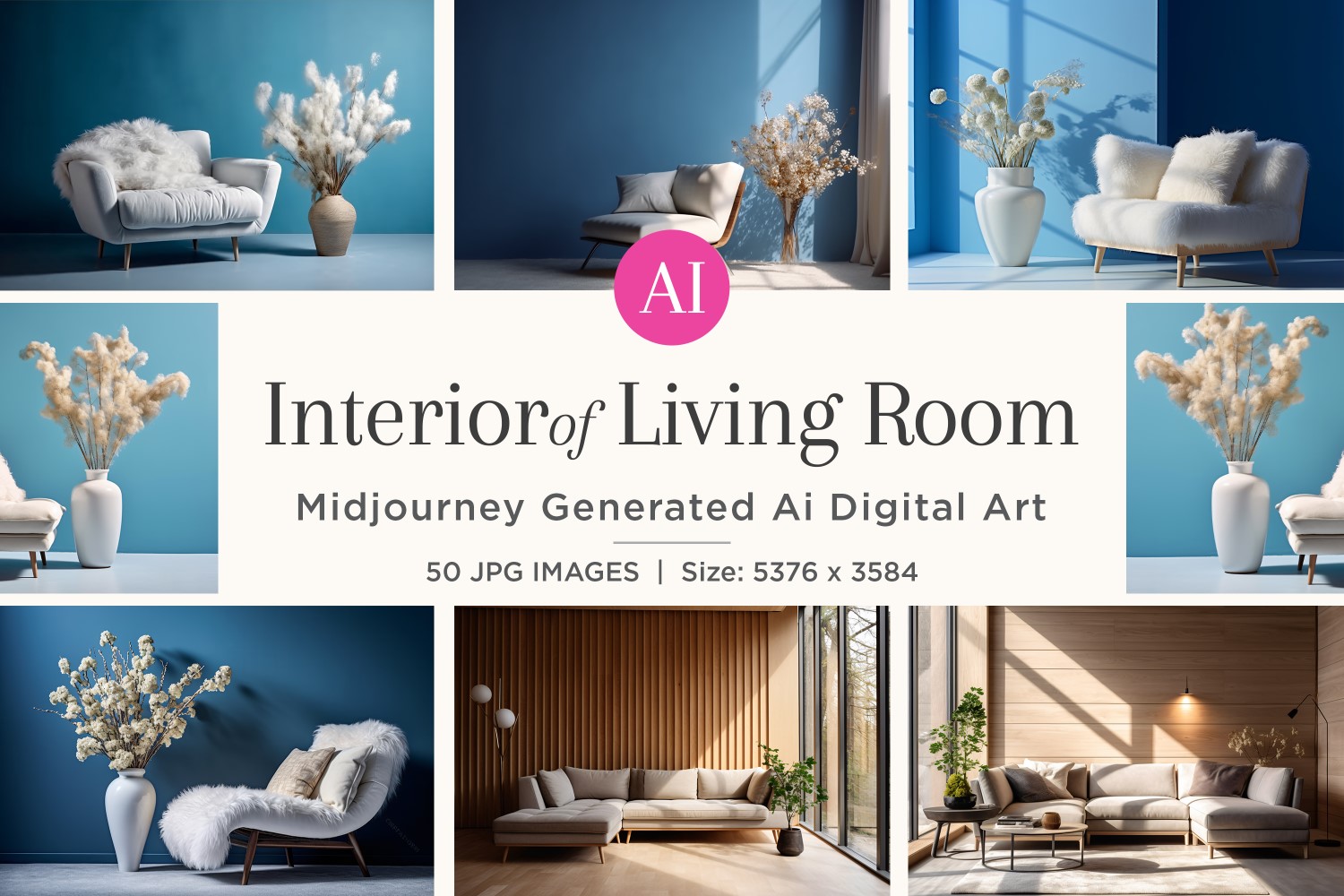 Italian Living Room interior Design illustration 50 Set V - 1