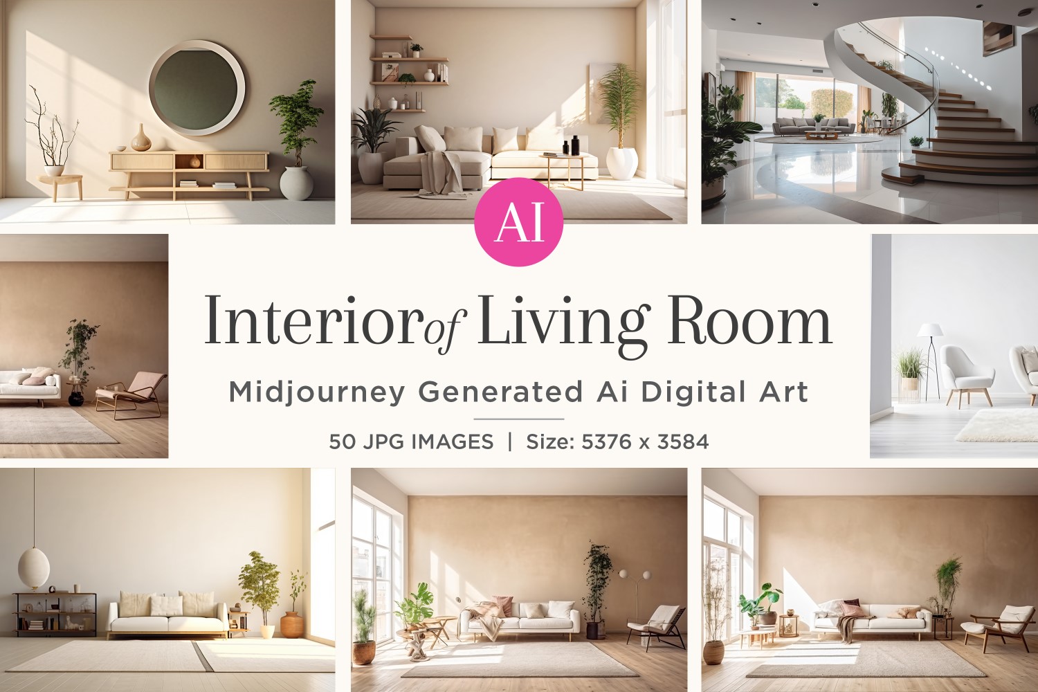 Italian Living Room interior Design illustration 50 Set V - 2