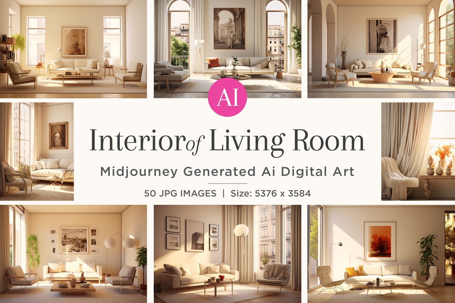 Italian Living Room interior Design illustration 50 Set V - 5