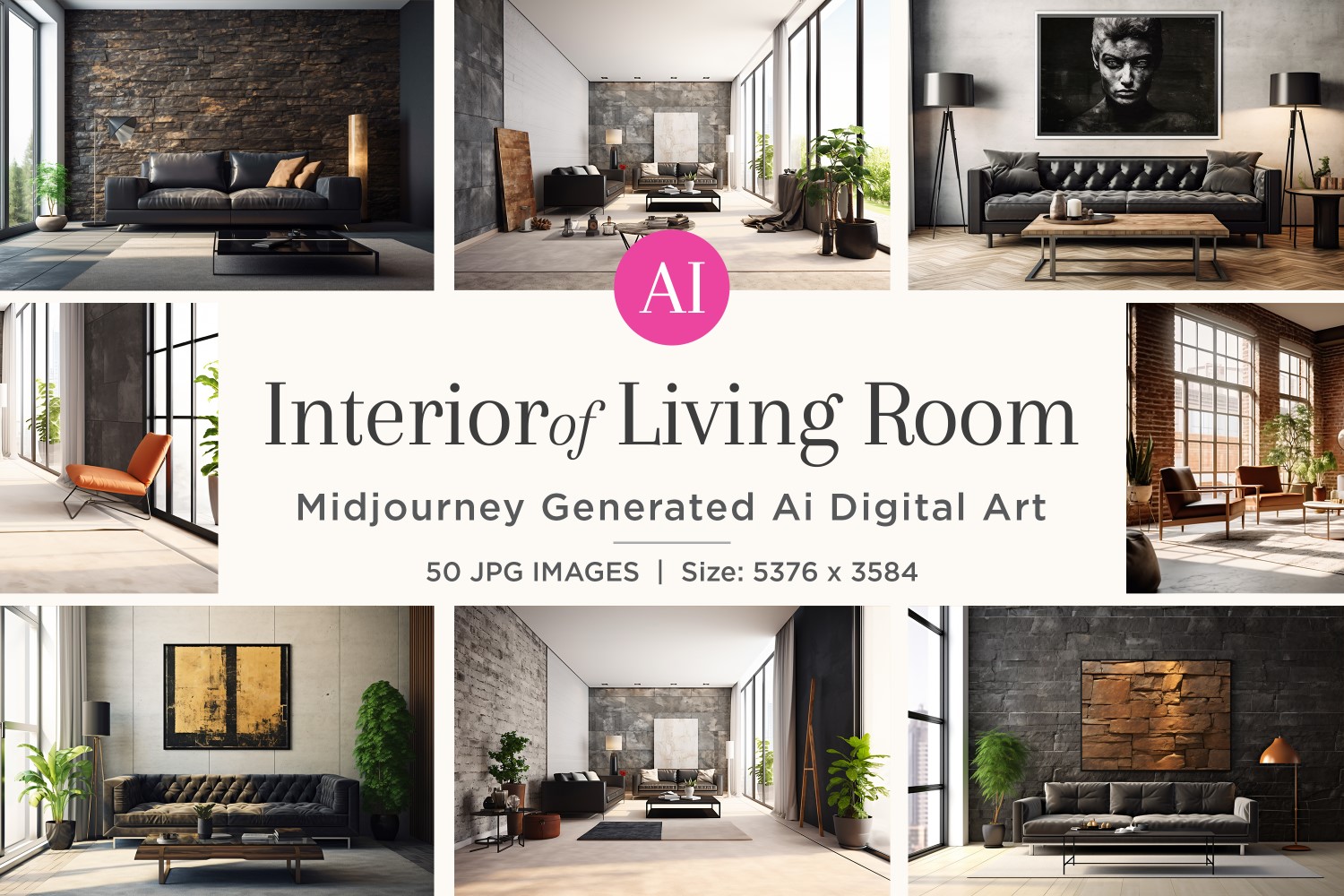 Italian Living Room interior Design illustration 50 Set V - 7