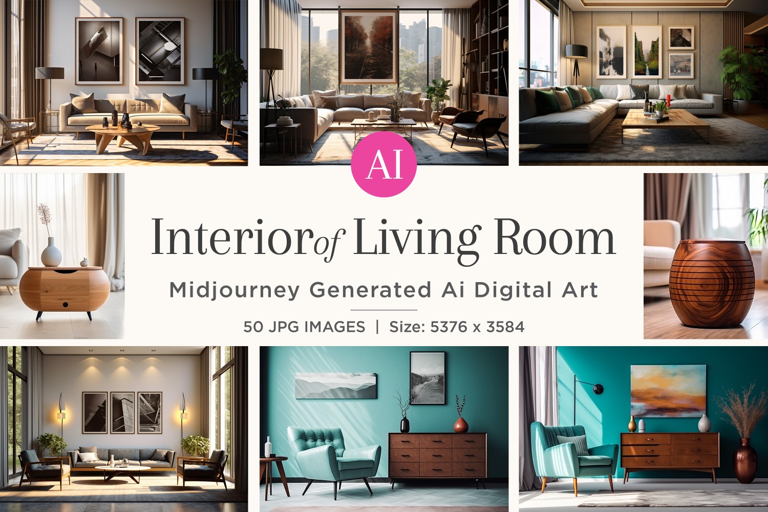 Italian Living Room interior Design illustration 50 Set V - 8