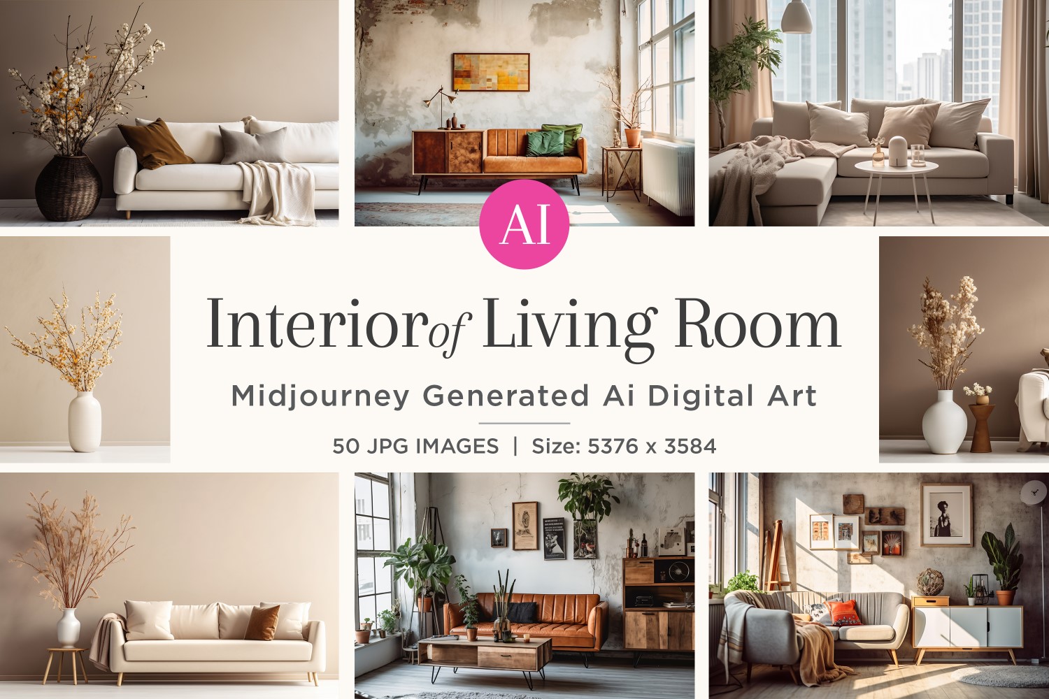 Italian Living Room interior Design illustration 50 Set V - 9