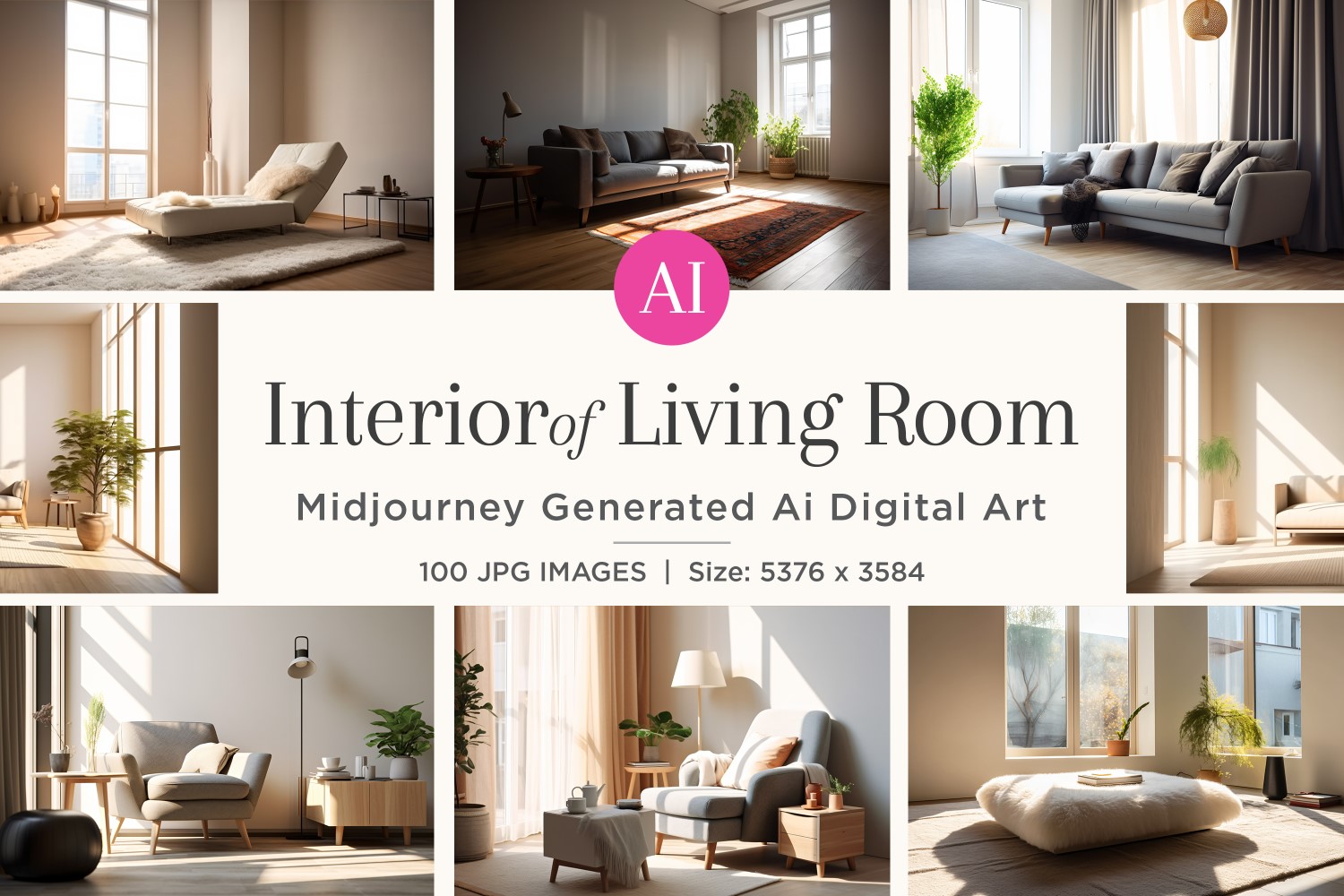 Italian Living Room interior Design illustration 100 Set V - 2