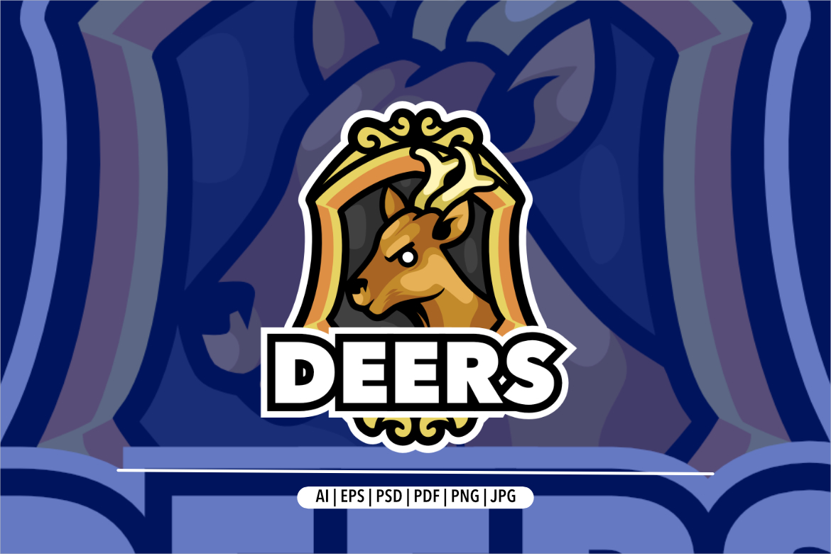 Deer mascot logo sport design template