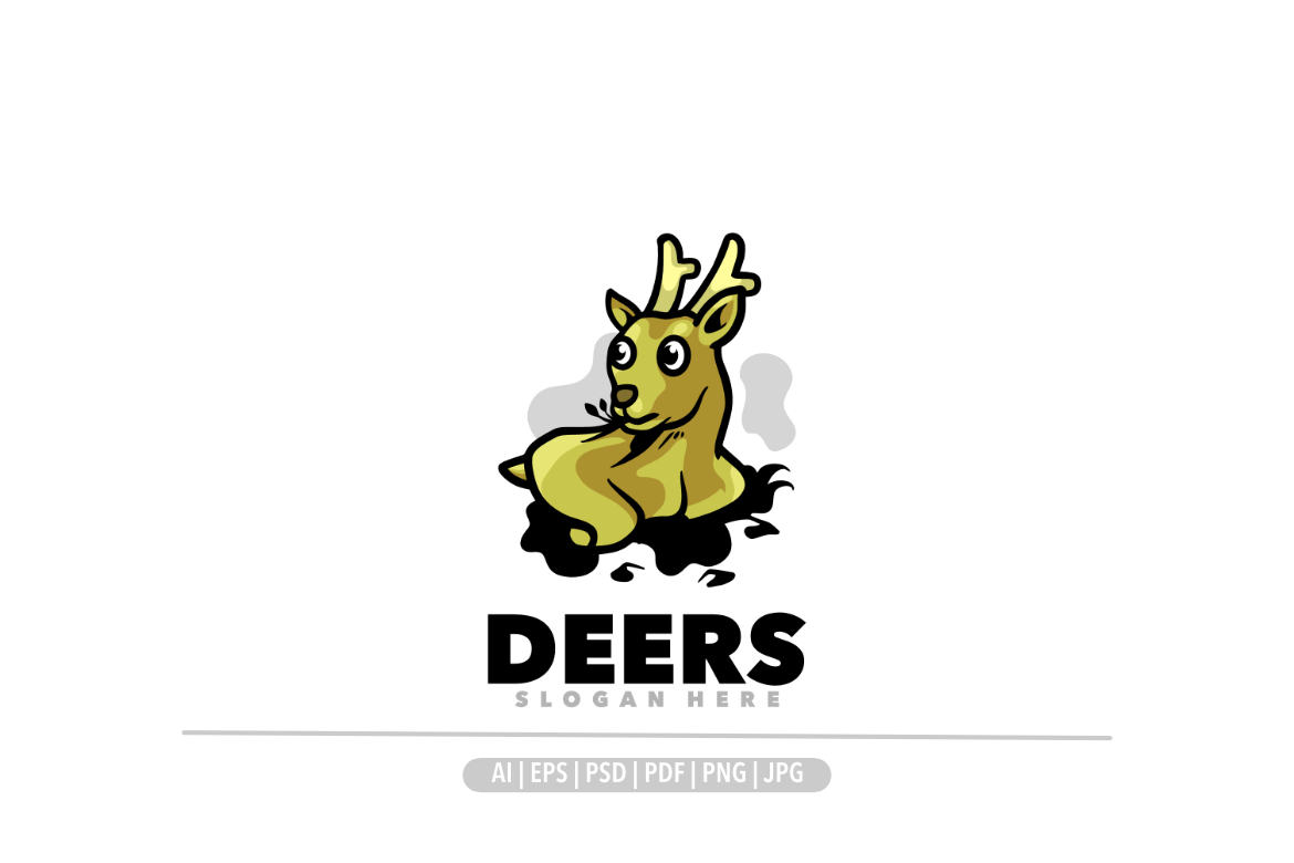 Cute deer mascot cartoon logo design illustration