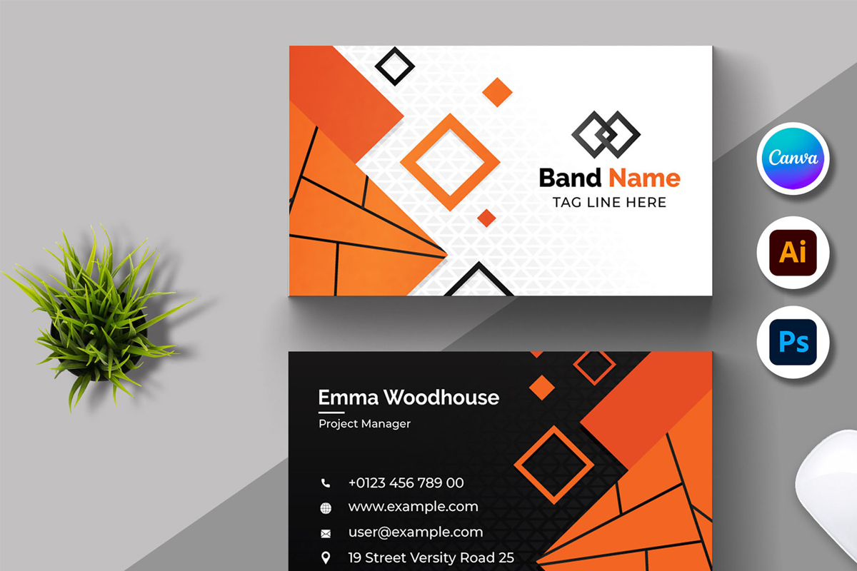 Black And Orange Color Business Card