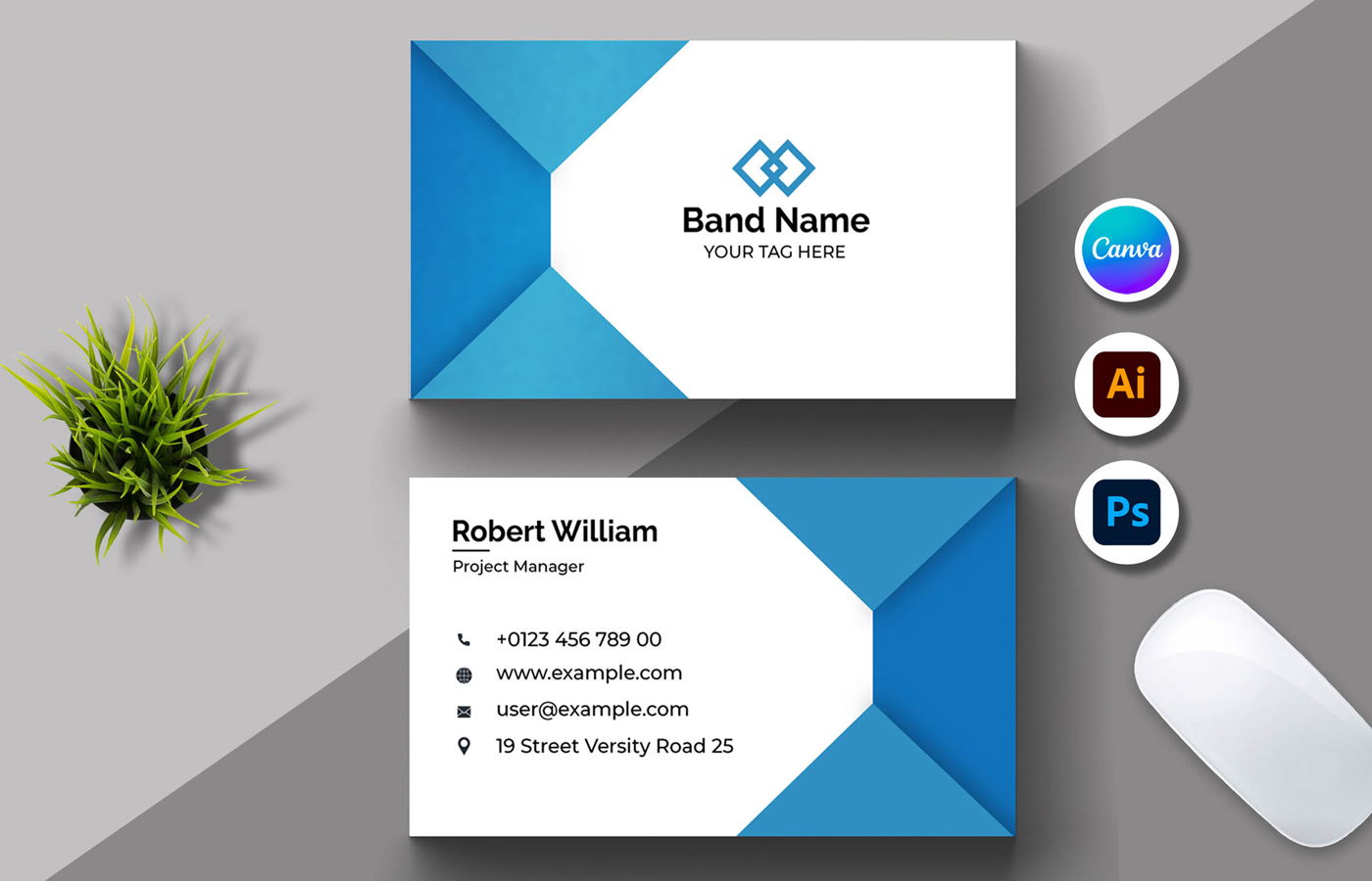 Blue Color Business Card Layout