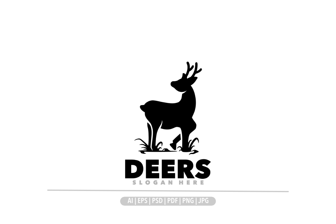 Deer silhouette symbol mascot logo design illustration