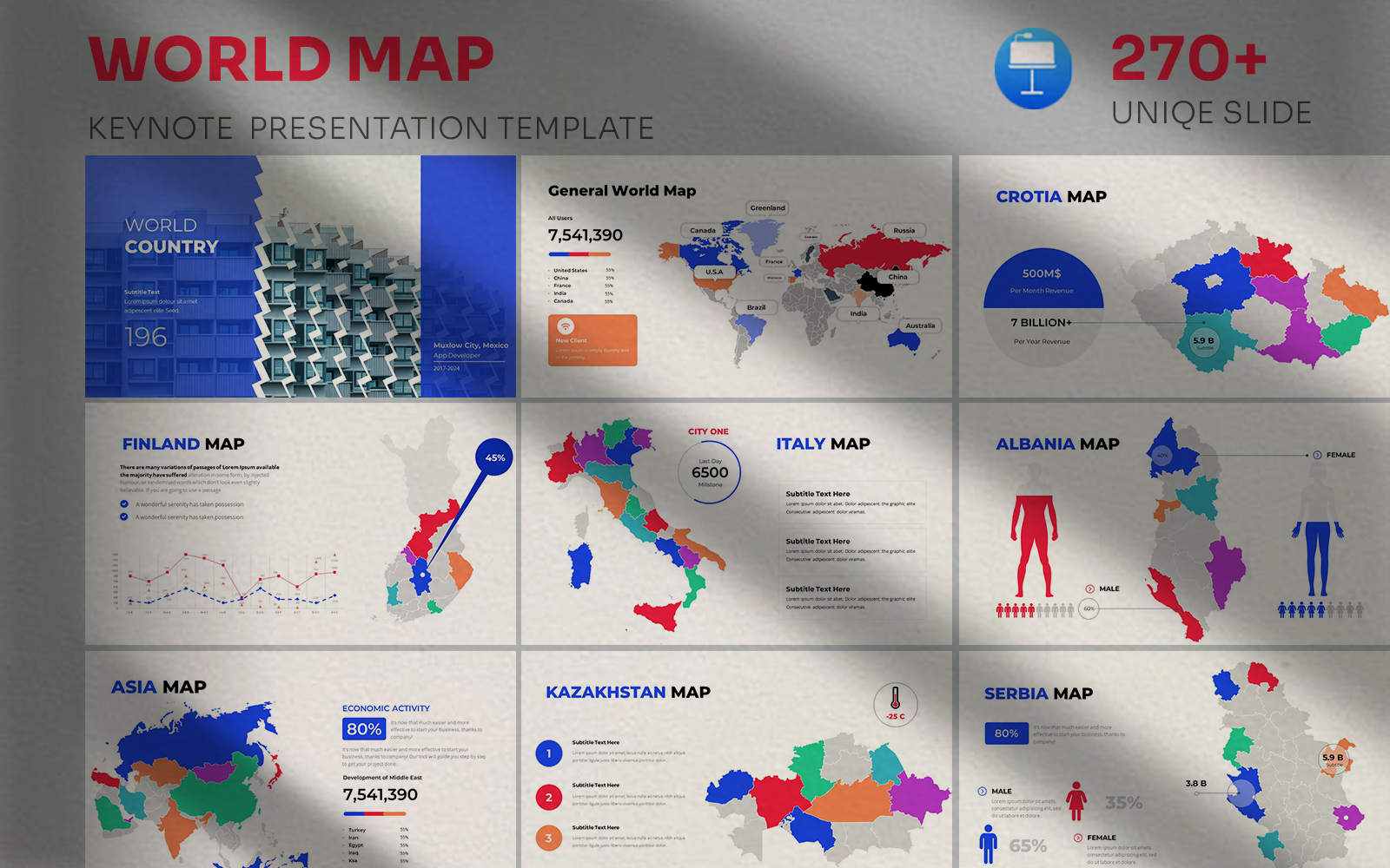 World Map | All Country Map Keynote Presentation Template