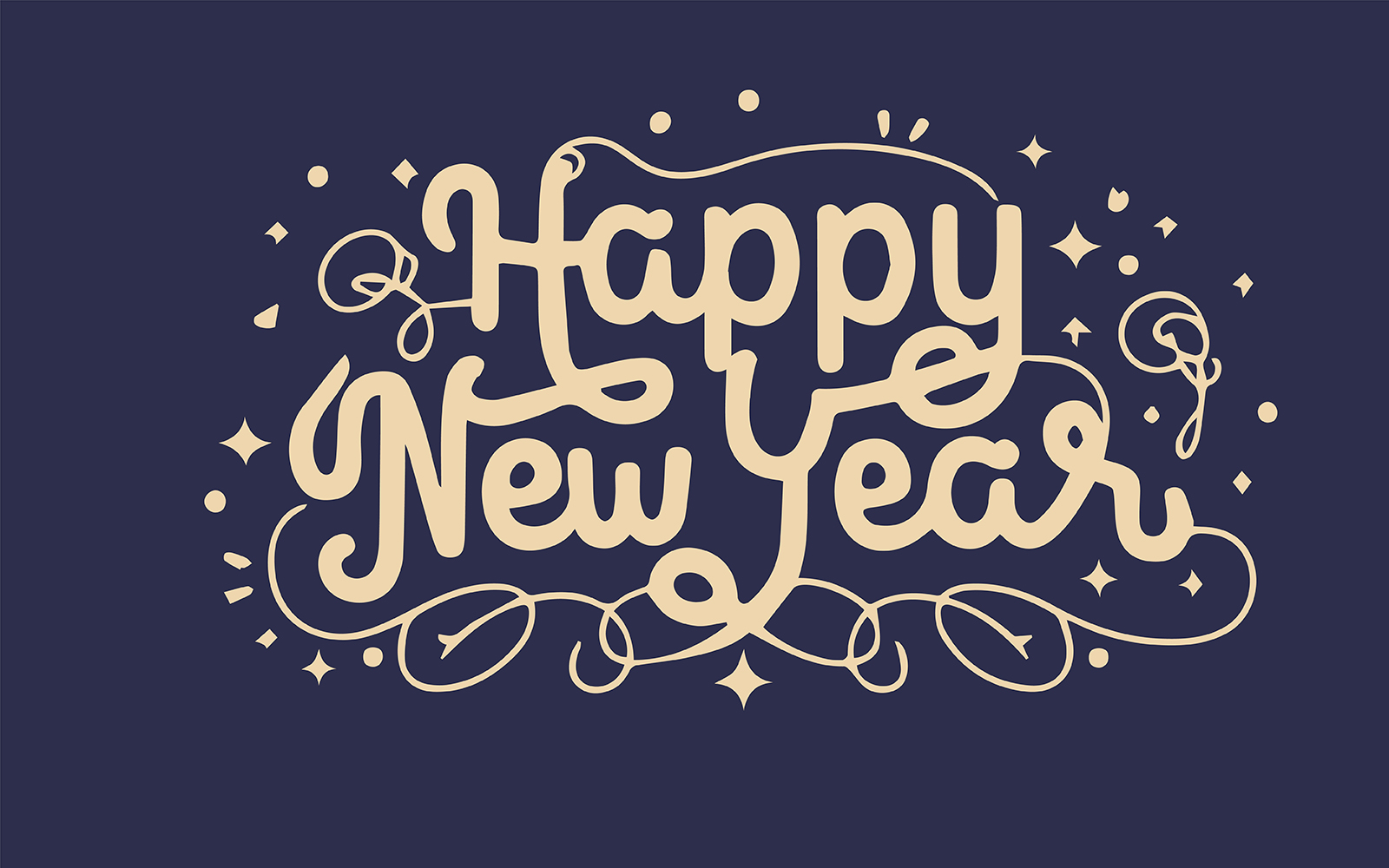 Happy New Year lettering text for greeting card Vector illustration