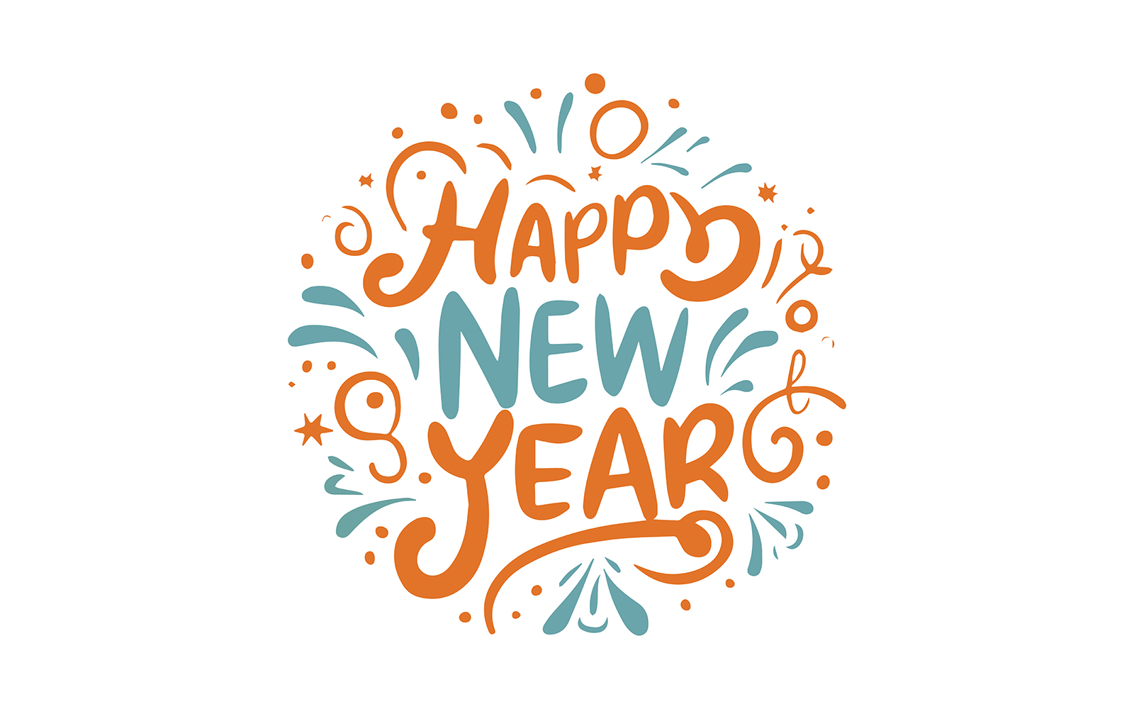 Happy New Year text for greeting card Vector illustration