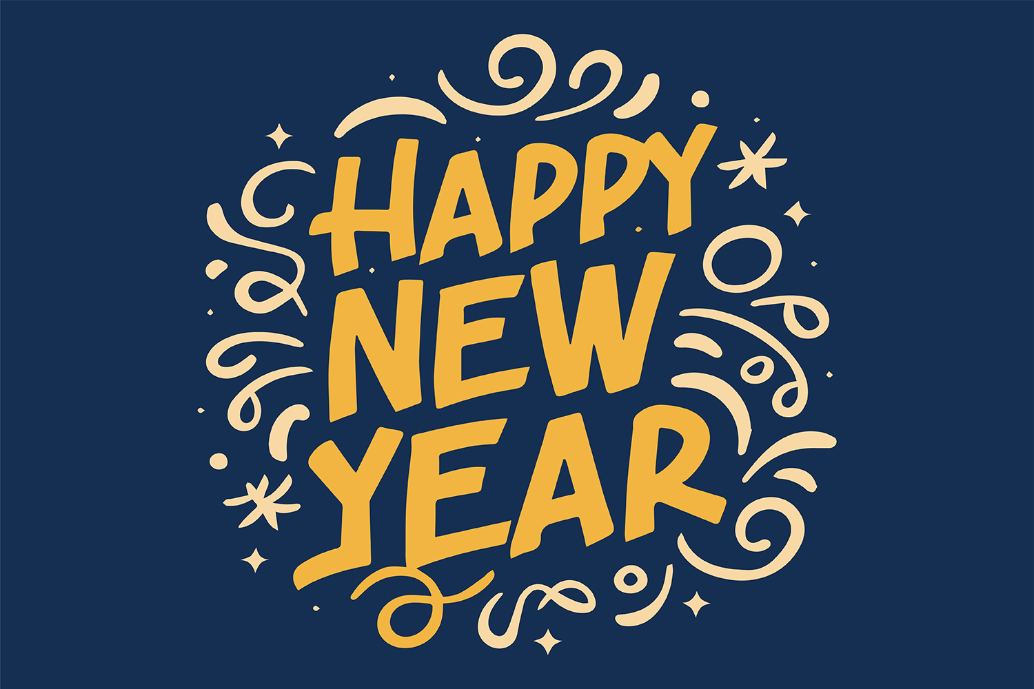 Happy New Year Vector script lettering illustration