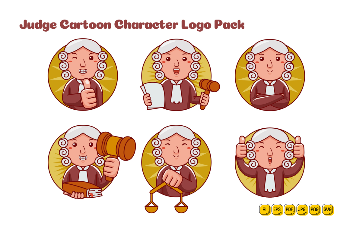 Judge Man Cartoon Character Logo Pack