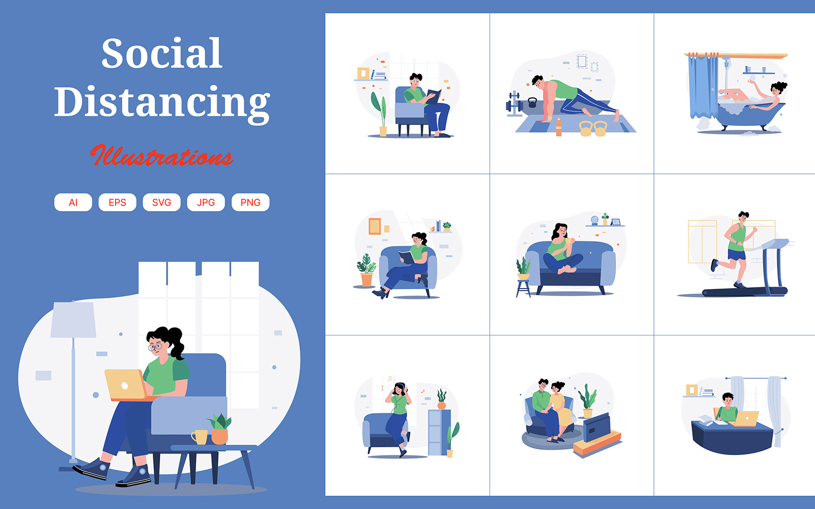 M668_Social Distancing Illustration Pack