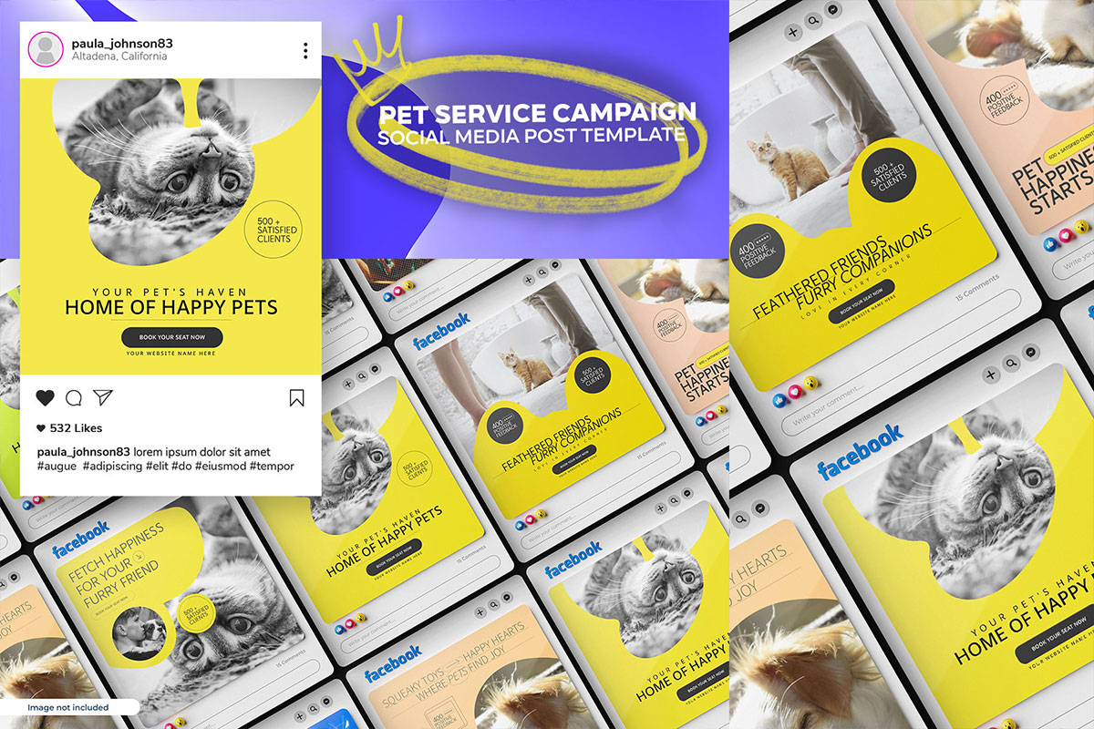 Modern Pet Care service promotion social media promotion Instagram banner post design template