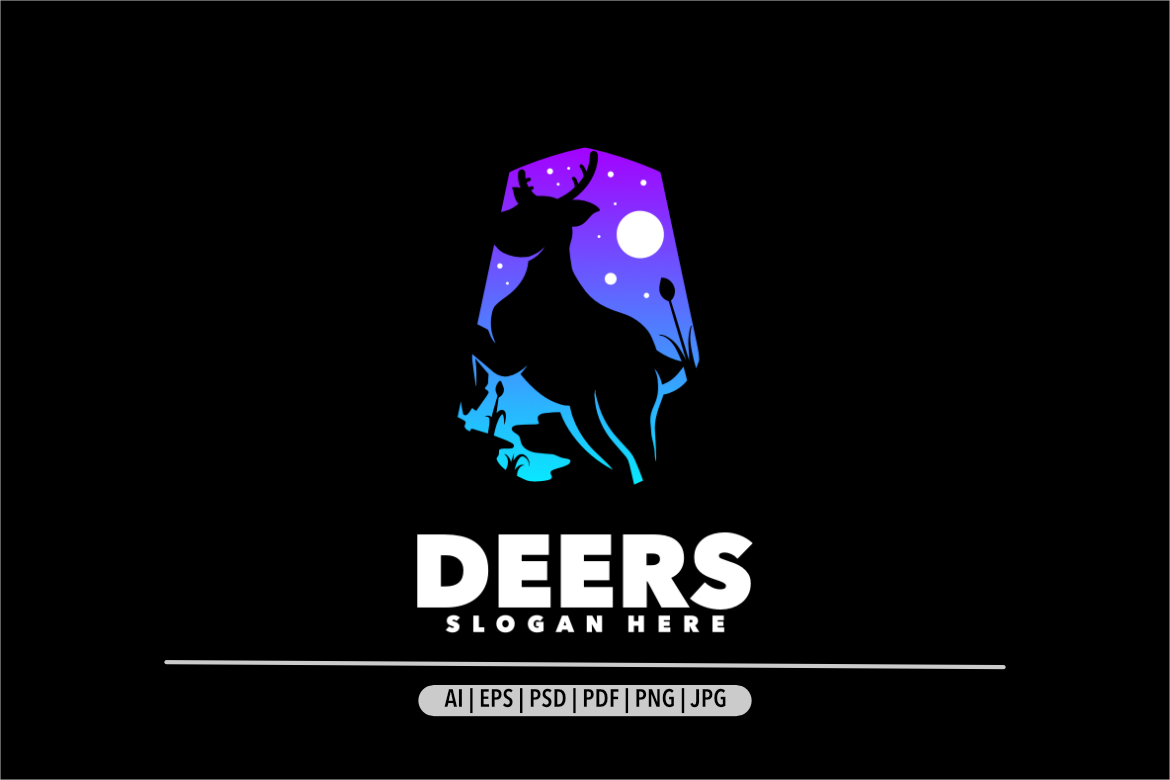Deer silhouette gradient symbol icon logo design illustration