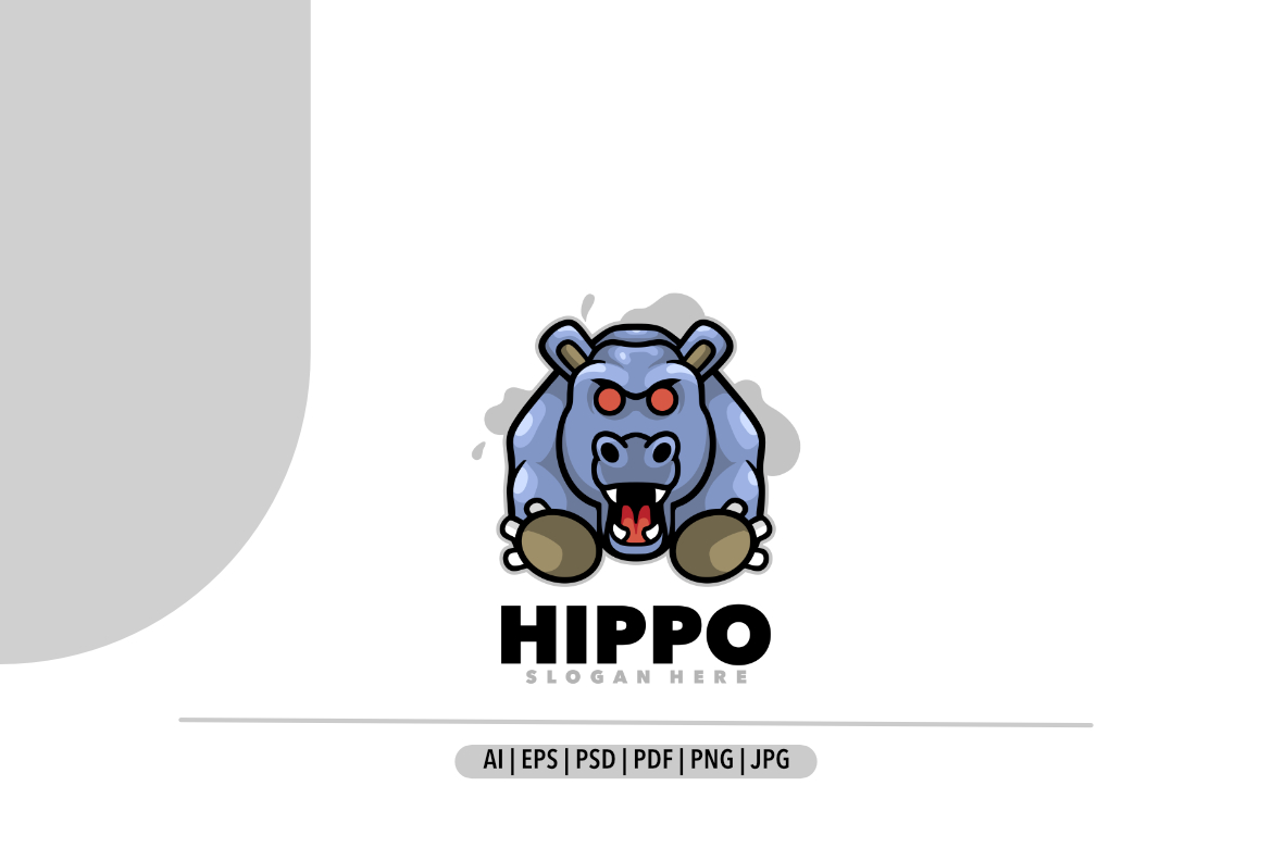 Hippo angry mascot logo design illustration
