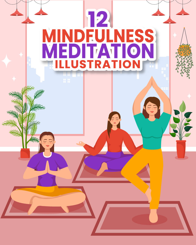 12 Mindfulness Meditation Illustration