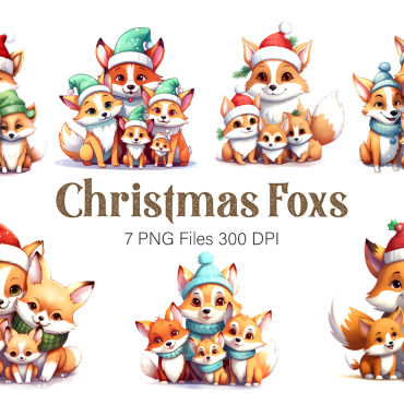 Christmas Fox Illustrations Templates 377570