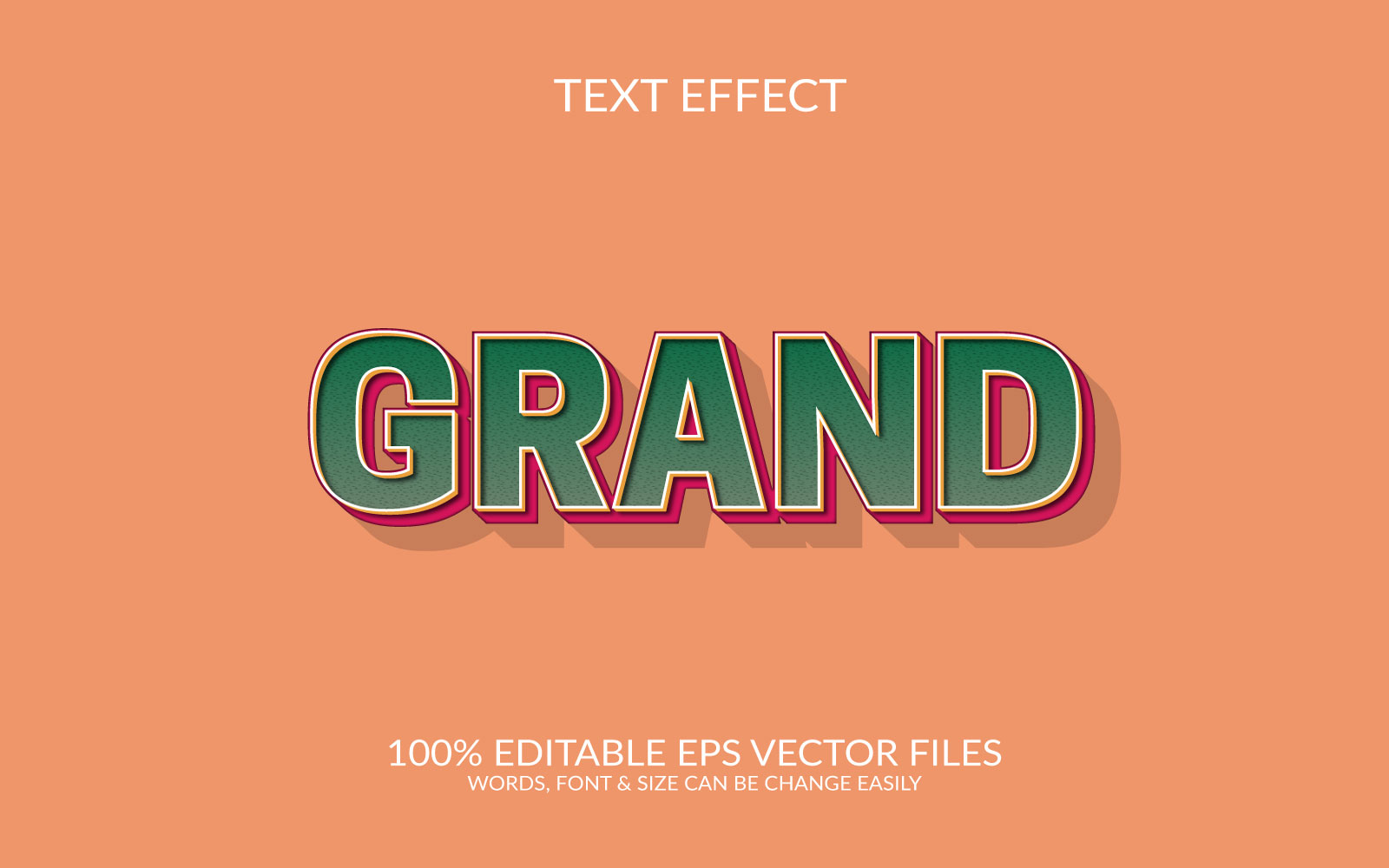 Grand  Editable Vector Eps 3d Text Effect Template Design