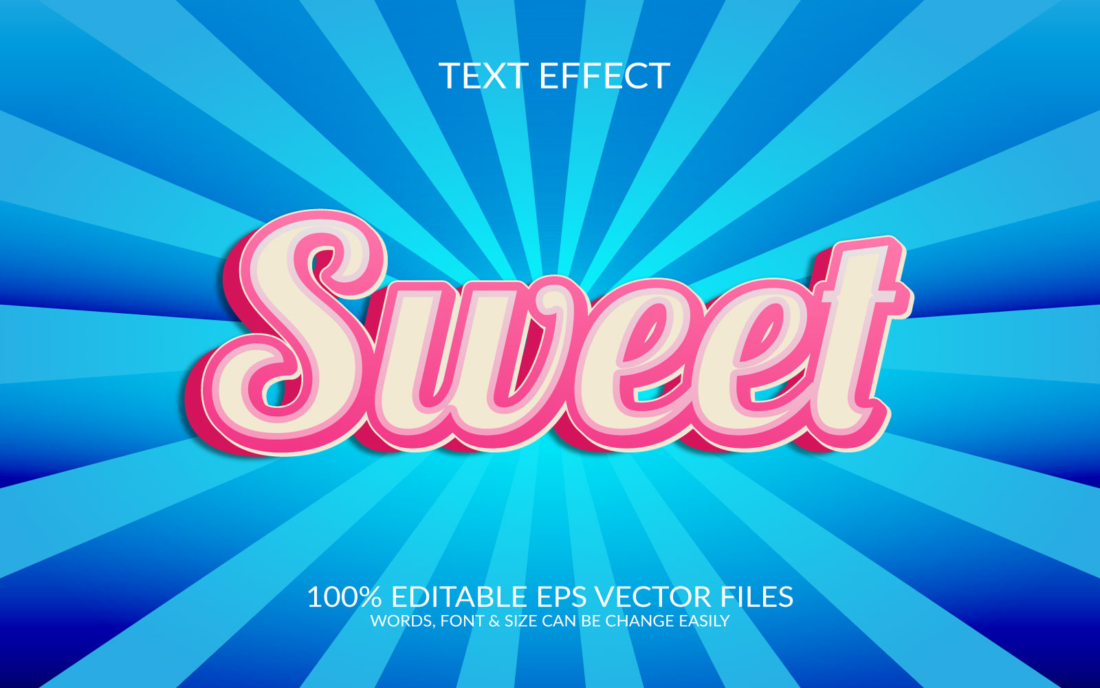 Sweet 3D Vector Eps Text Effect Template Design Illustration