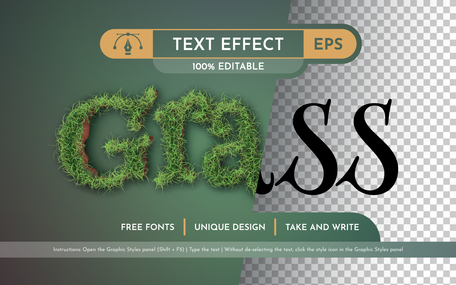 Realistic Grass - Editable Text Effect, Font Style