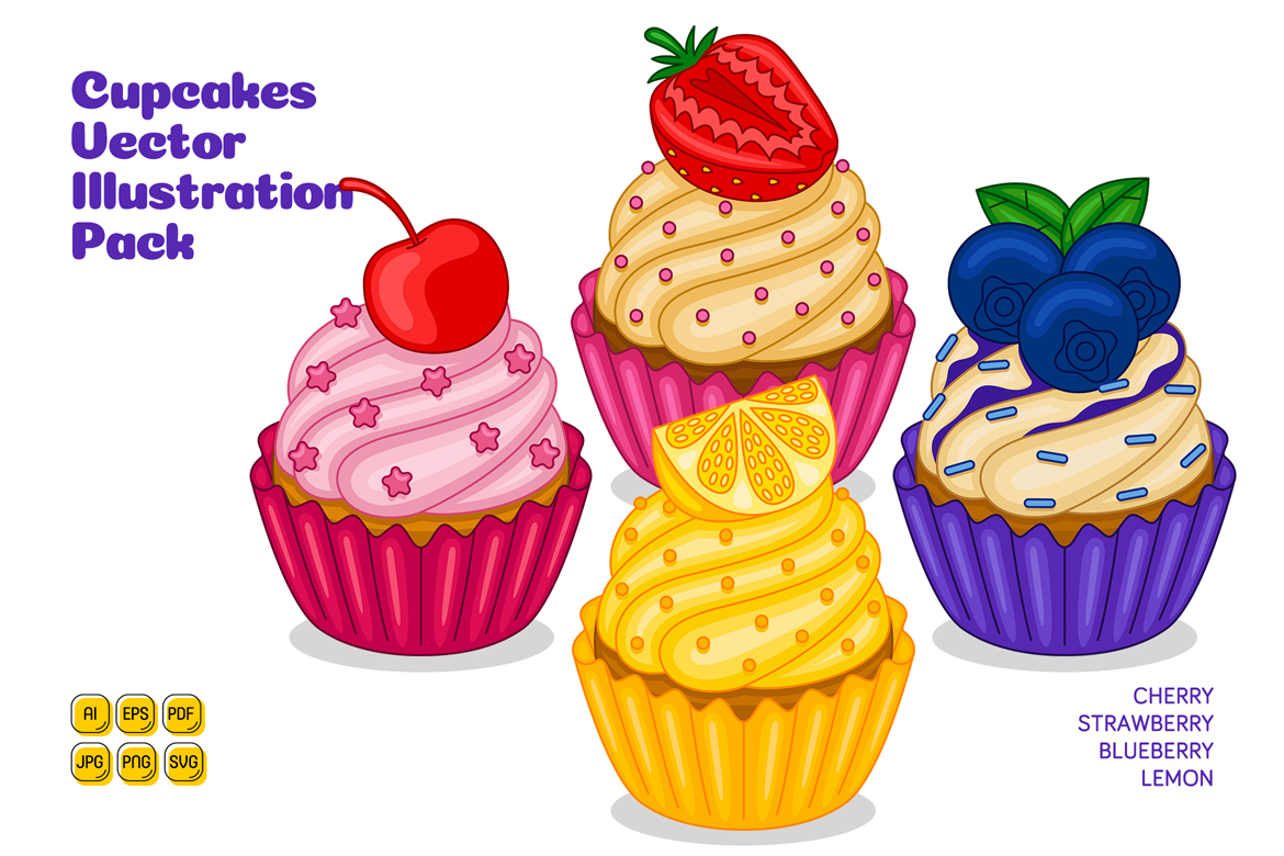 Cupcakes Vector Illustration Pack #01