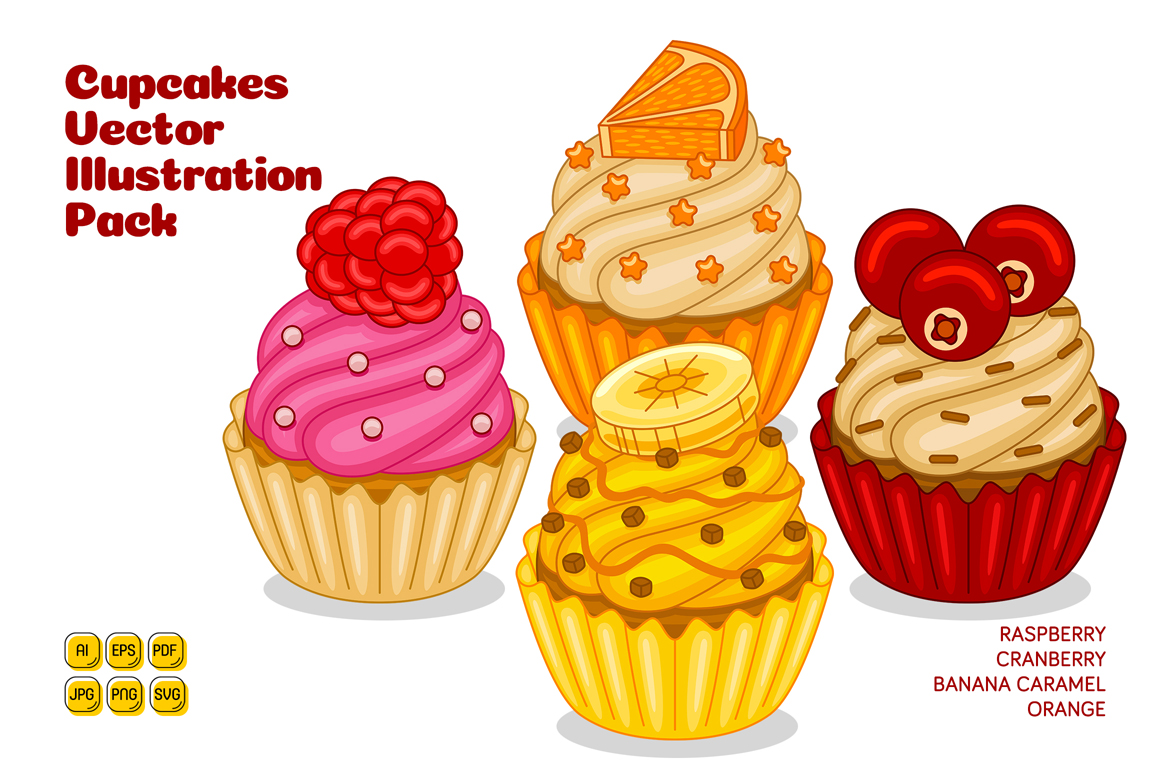 Cupcakes Vector Illustration Pack #02