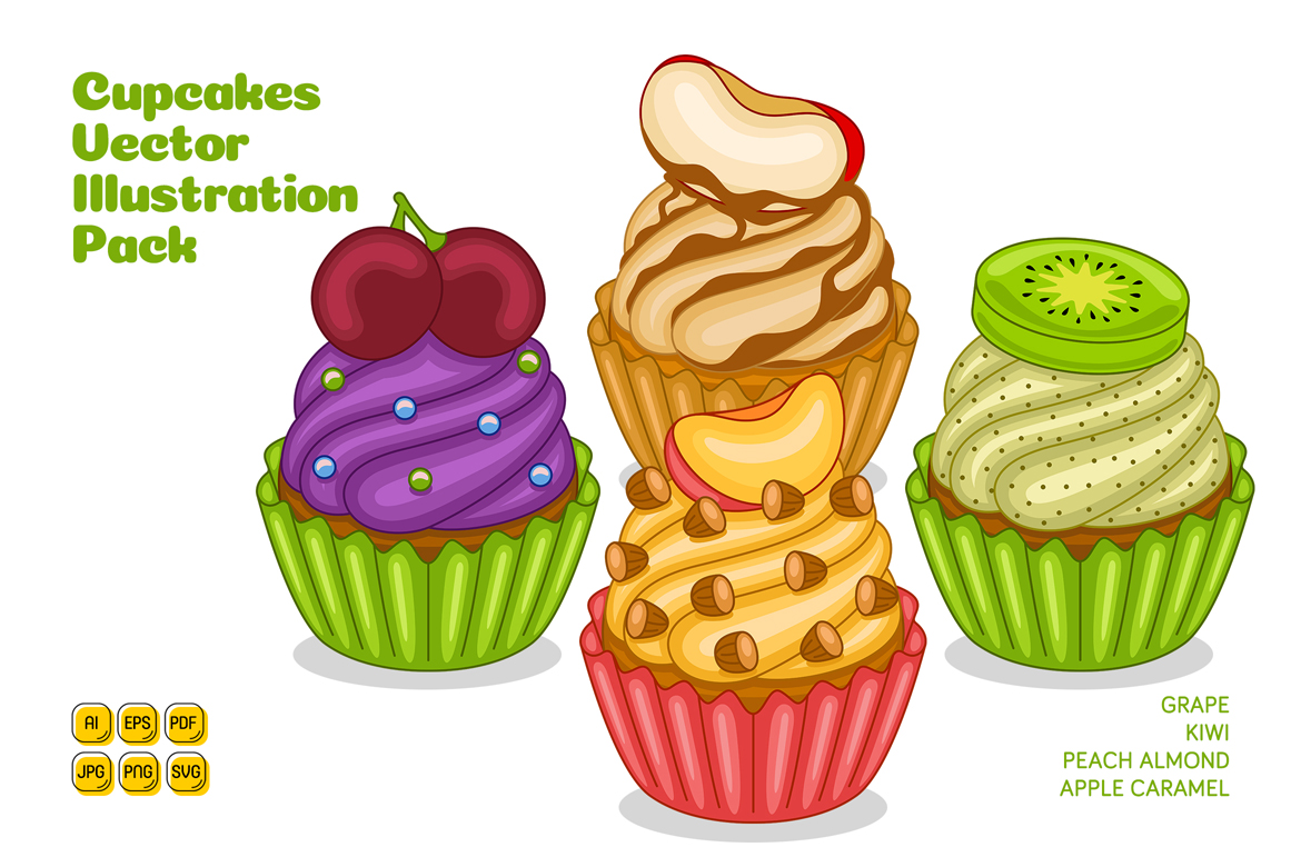 Cupcakes Vector Illustration Pack #03