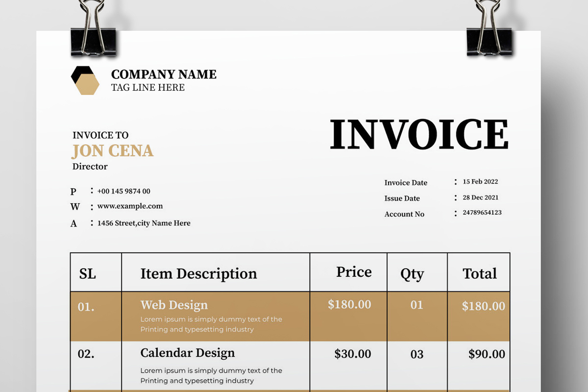 Corporate Invoice Design Layout