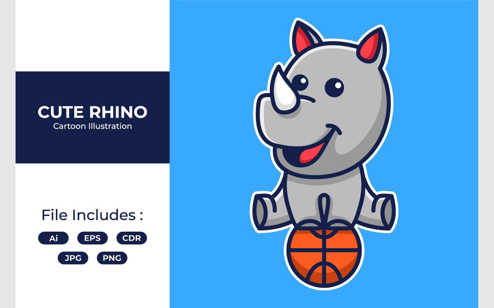 Cute Baby Rhino Mascot Illustration