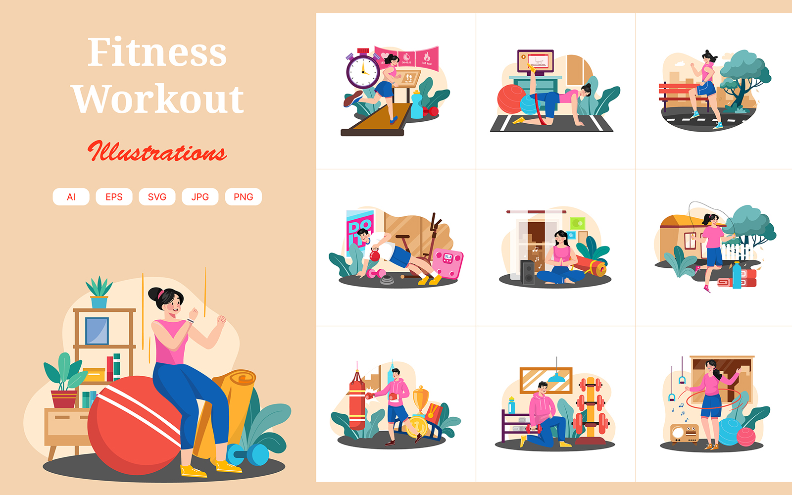 M636_Fitness Workout Illustration Pack