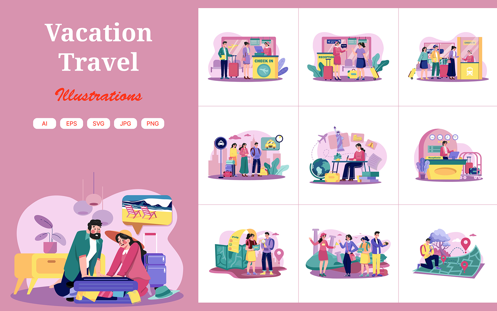 M627_Vacation Travel Illustration Pack 1