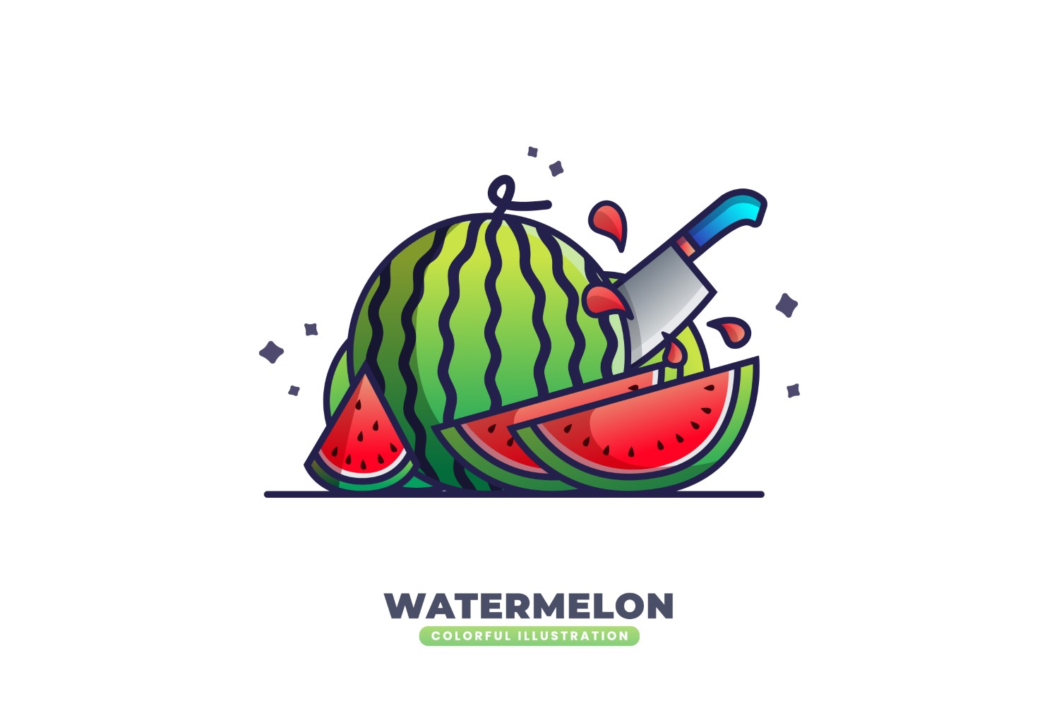 Watermelon And Knife Illustration