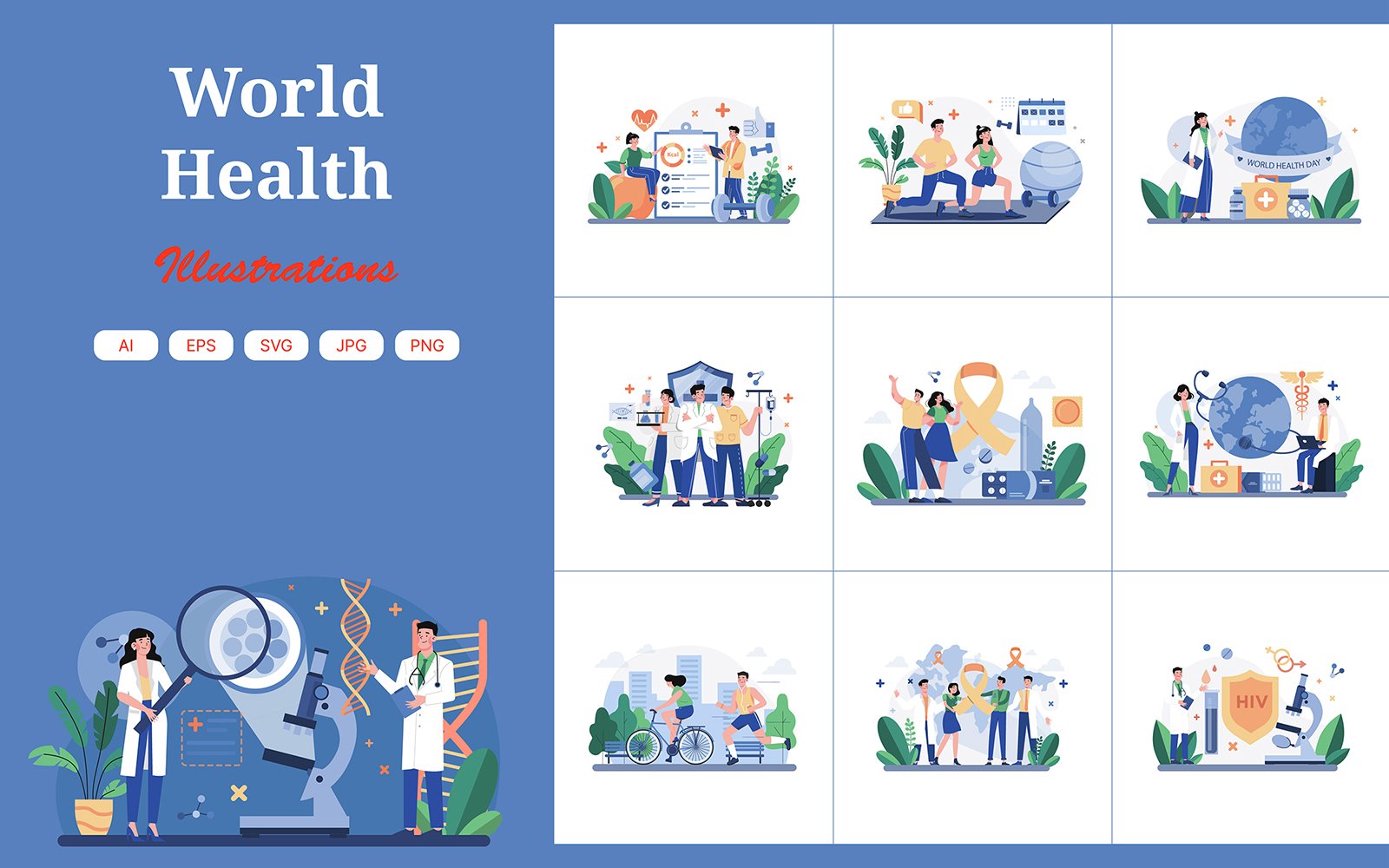 M604_World Health Day Illustration Pack
