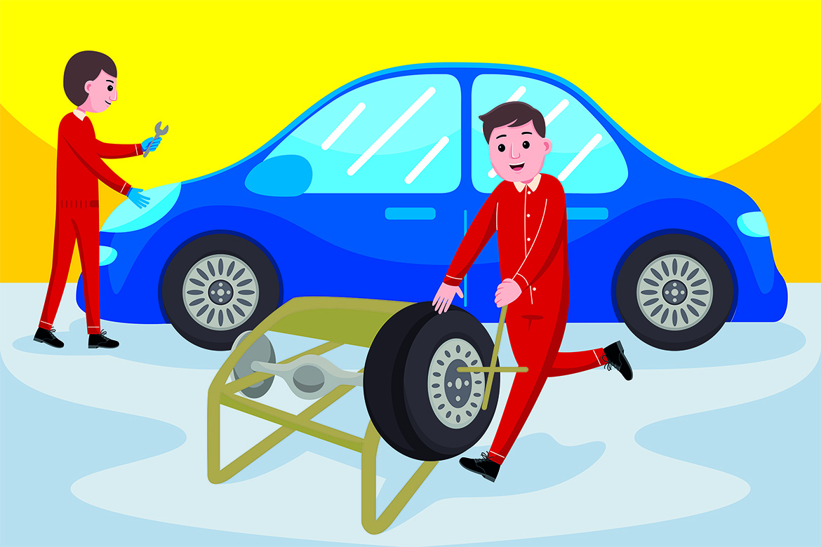 Car Mechanic Profession Vector Illustration