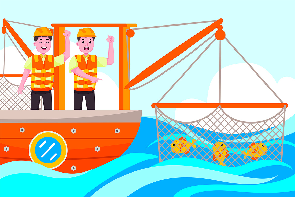 Fisherman Profession Vector Illustration