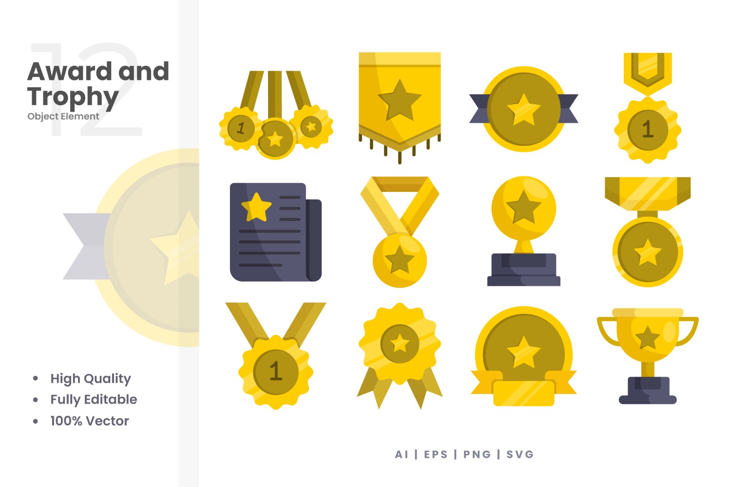 Award and Trophy Vector Element Set