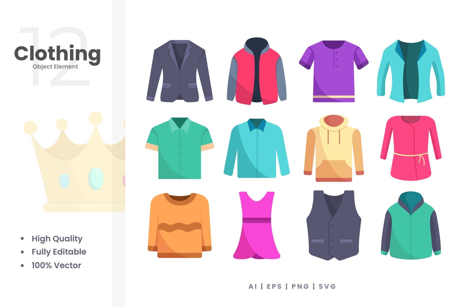 12 Clothing Vector Element Set