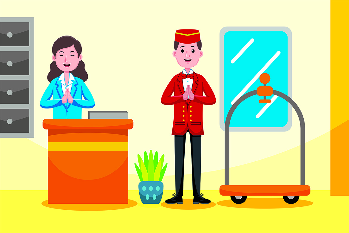 Hotel Receptionist Profession Vector Illustration