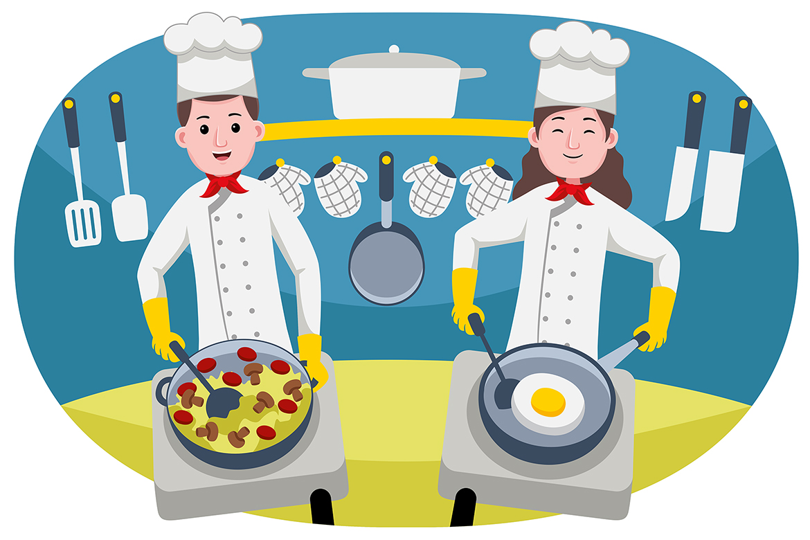 Chefs Couple Profession Vector Illustration