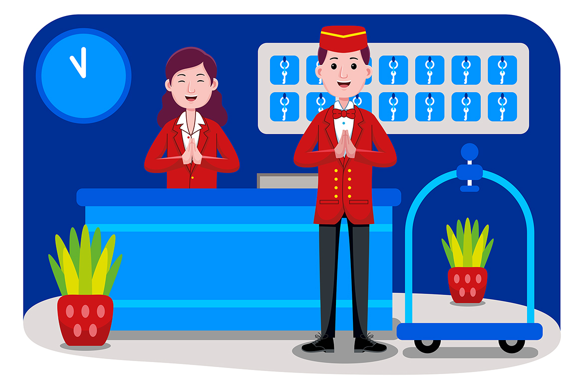 Hotel Receptionist Vector Illustration