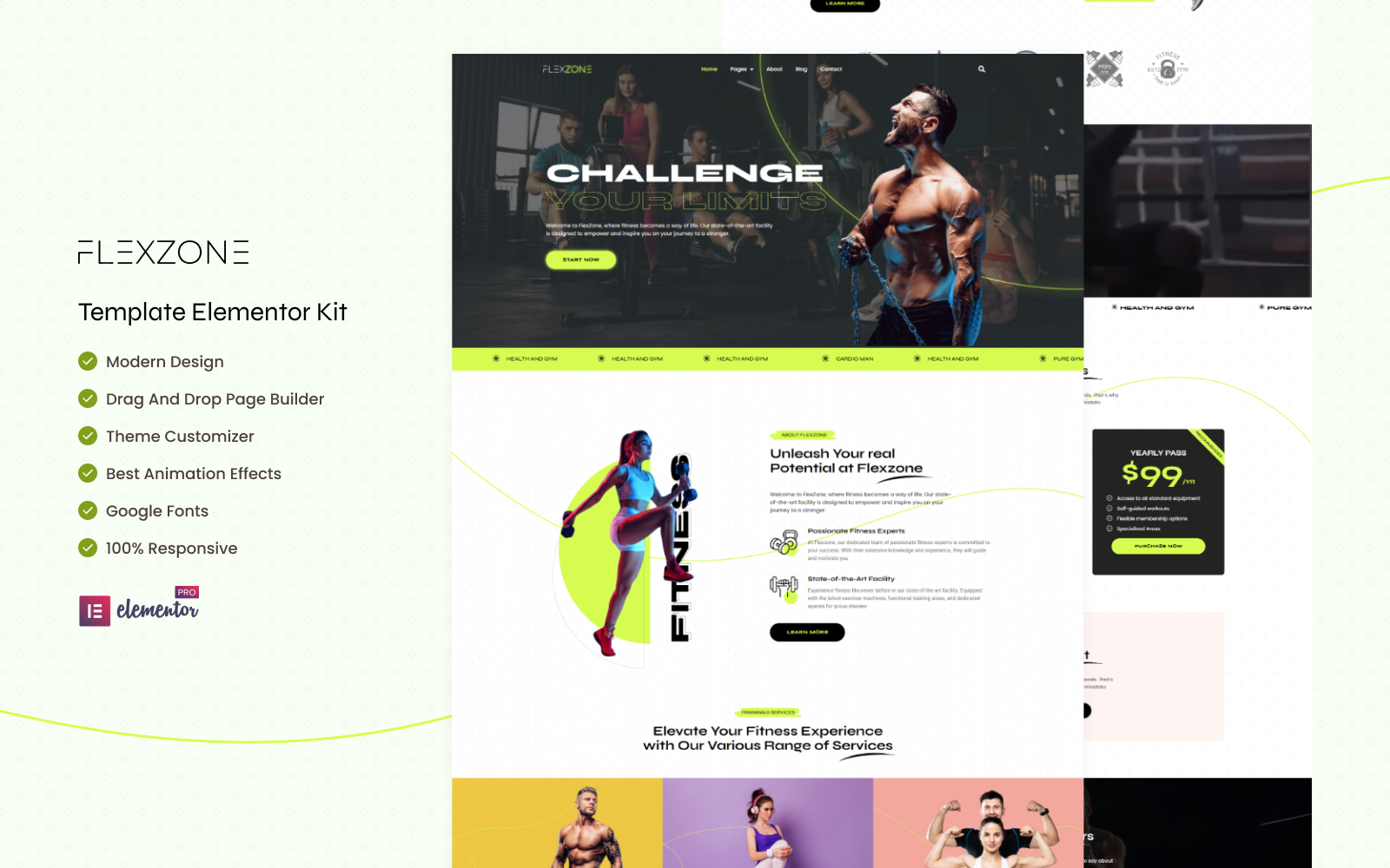 FlexZone - Gym and Fitness Elementor Template Kit