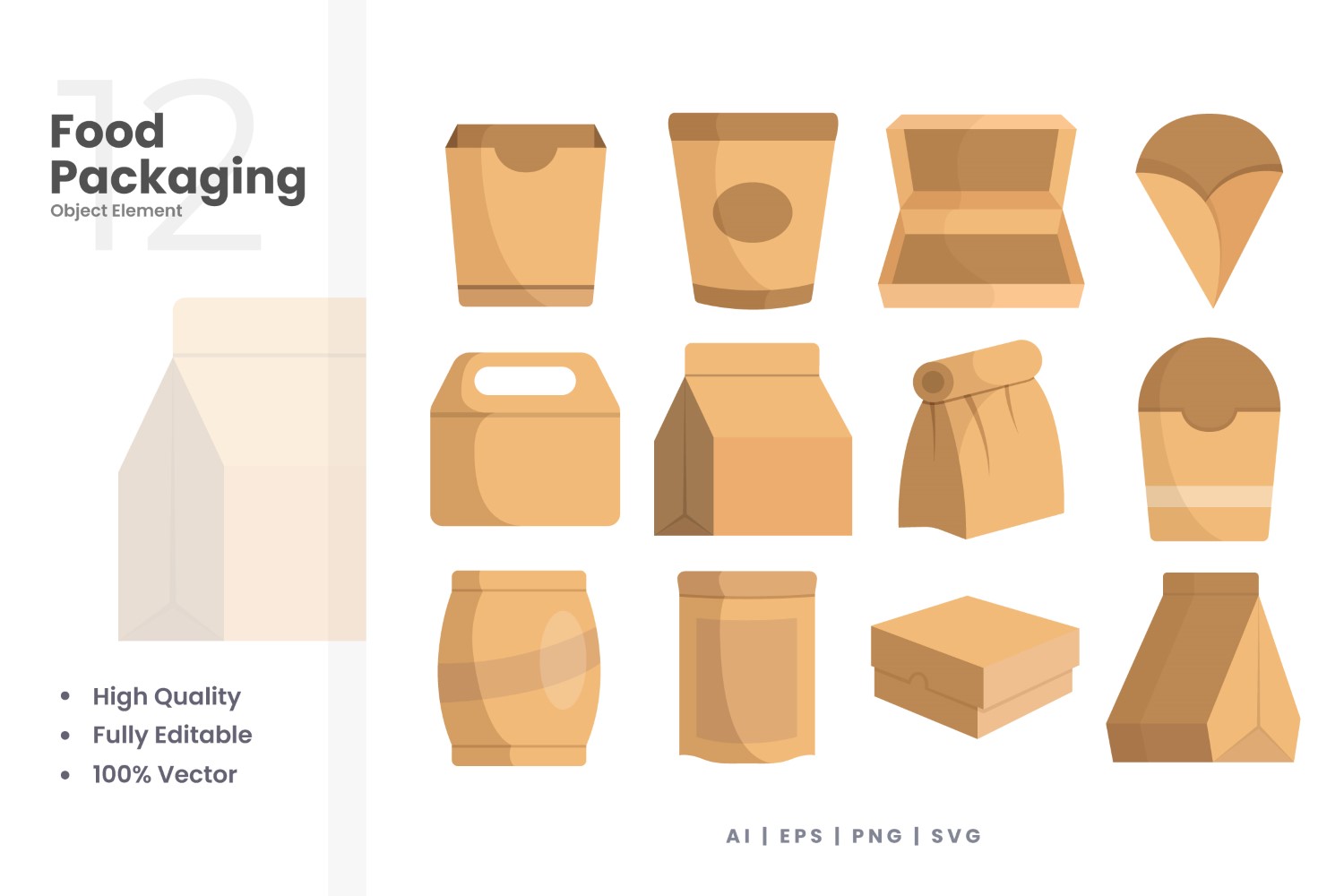 12 Food Packaging Vector Element Set