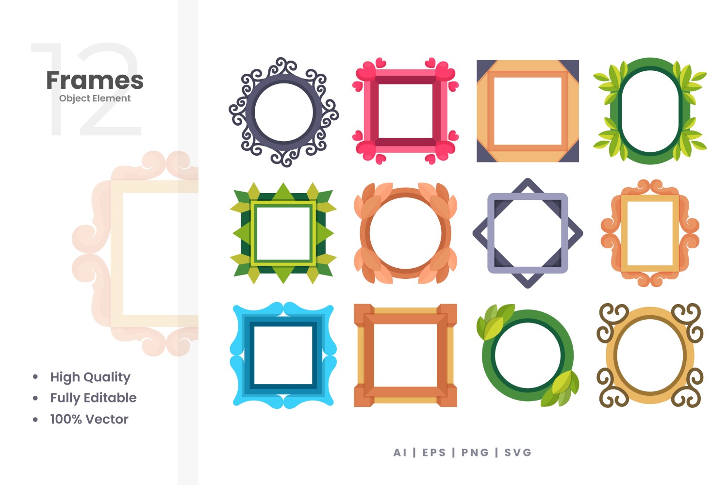 12 Frames Vector Element Set